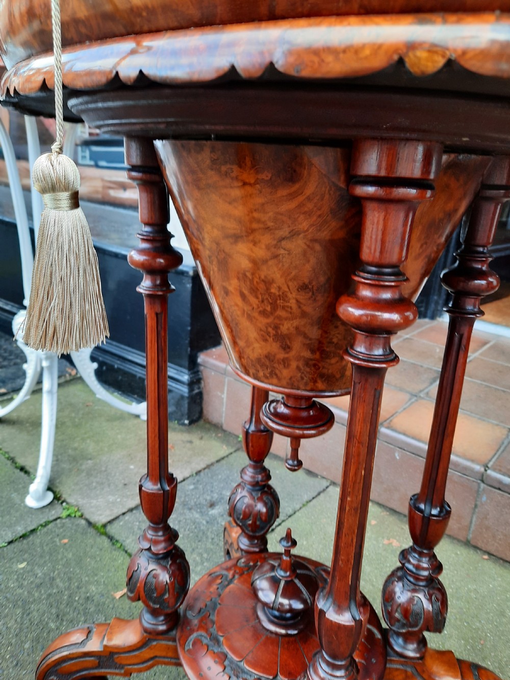 Victorian Burr Walnut Work Table View V