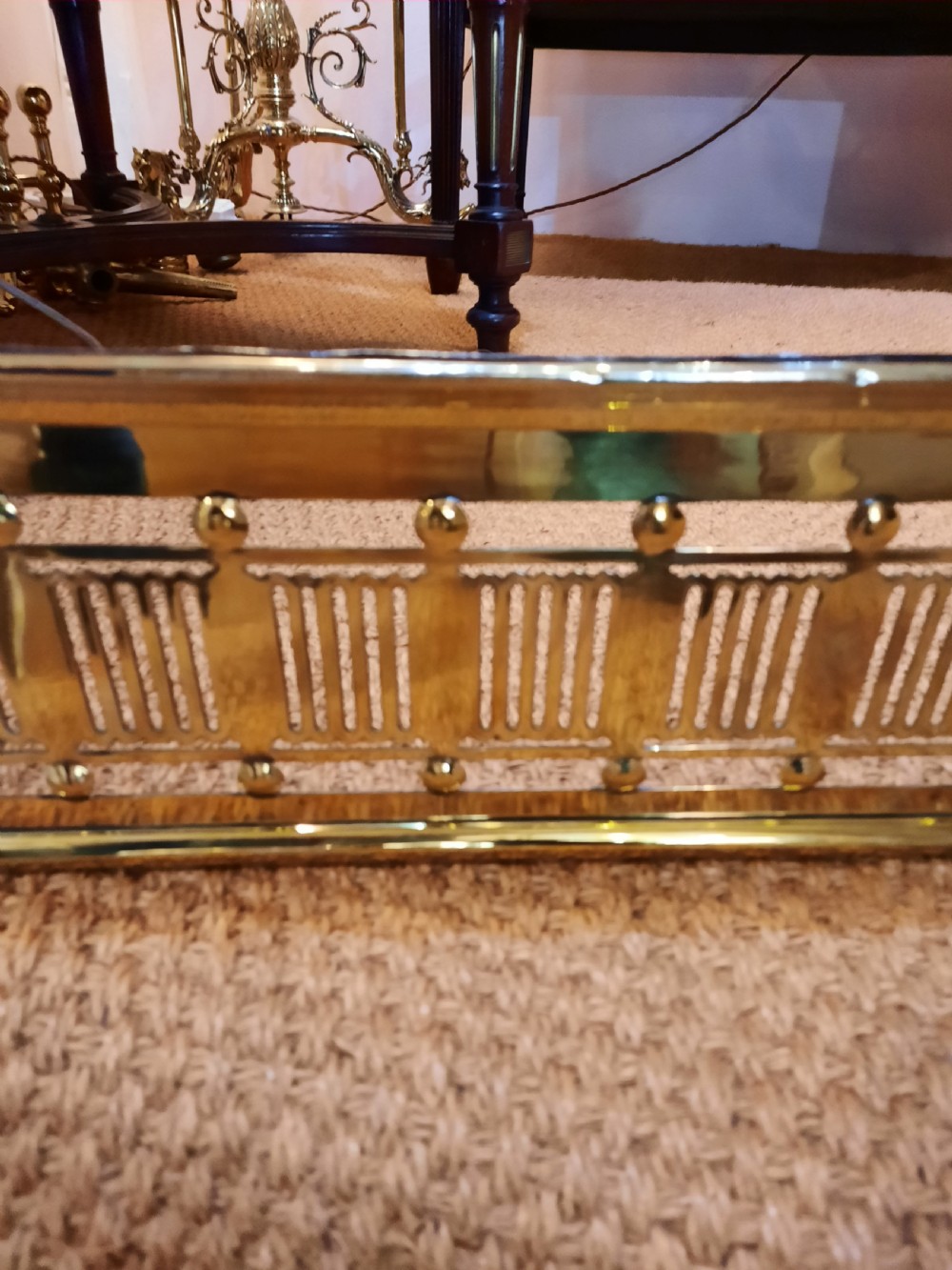 Late Victorian Pierced Brass Fender View III