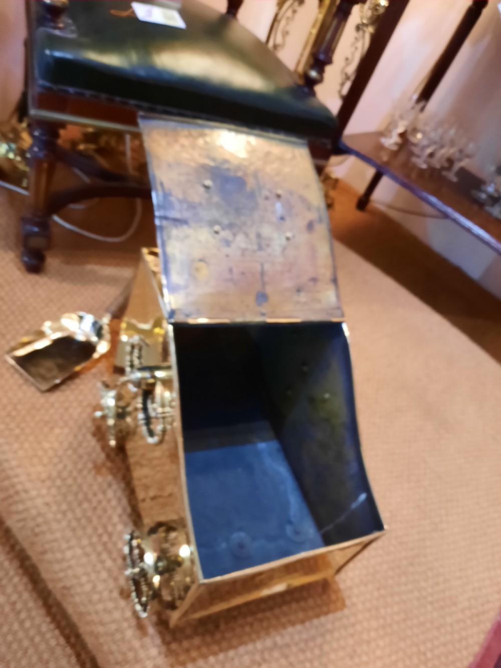 19thC Brass Novelty Coal Purdonium Scuttle View VI