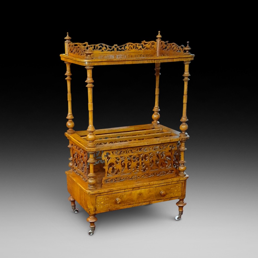 Victorian Burr Walnut Whatnot Canterbury
