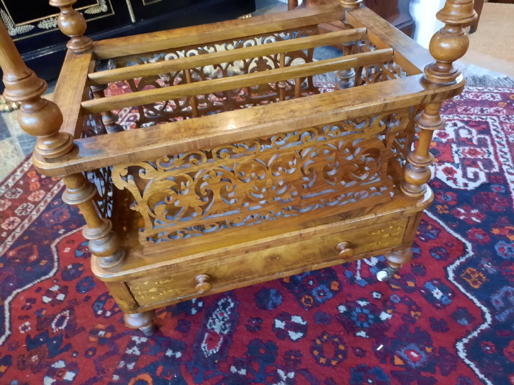 Victorian Burr Walnut Whatnot Canterbury View III