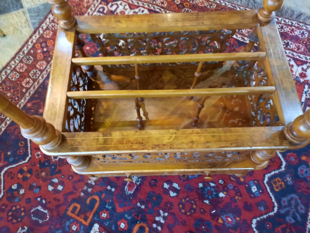 Victorian Burr Walnut Whatnot Canterbury View V
