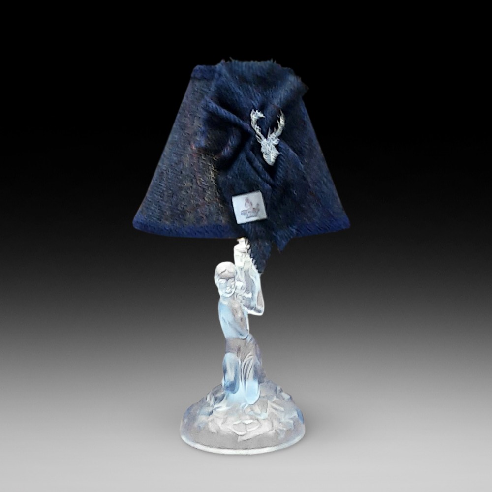 Art Deco frosted blue glass table lamp