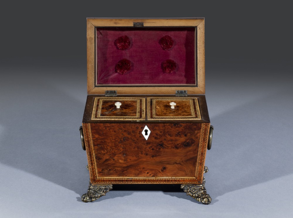 Regency Burr Elm Tea Caddy  View III