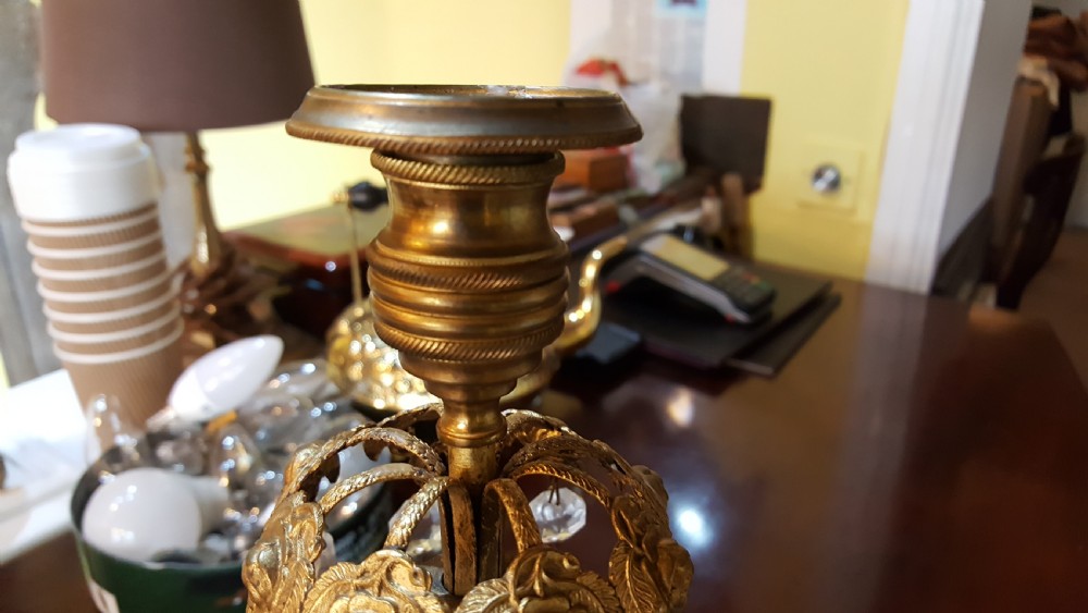 Pair of Regency Bronze and Gilt Bronze Lustres View IV