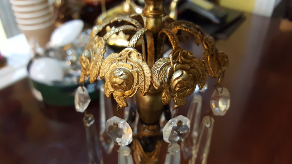 Pair of Regency Bronze and Gilt Bronze Lustres View V
