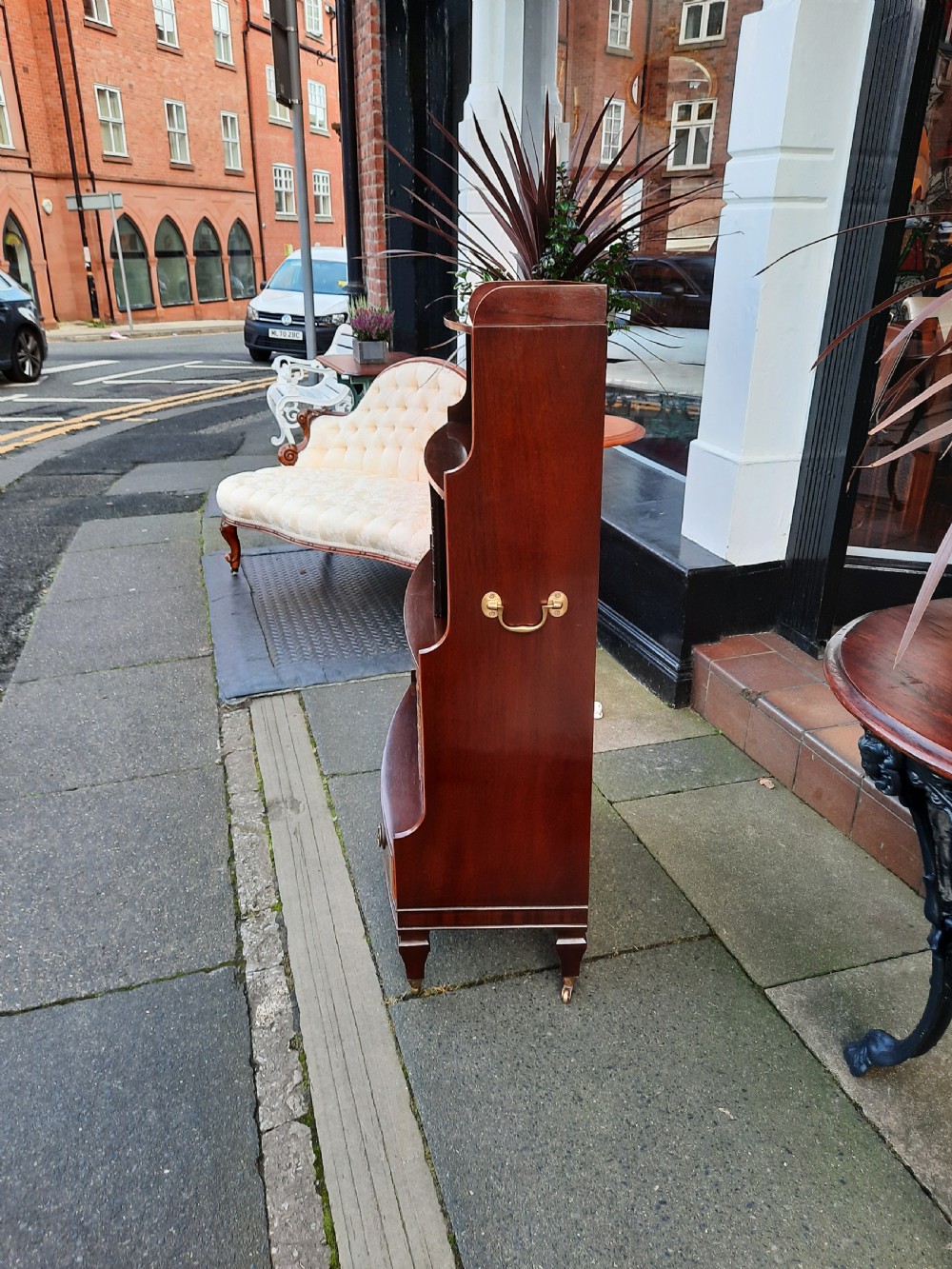 Early 20thC Mahogany Waterfall Bookcase View V