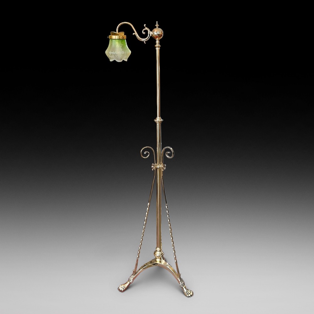 Early 20thC Brass Adjustable Standard Lamp
