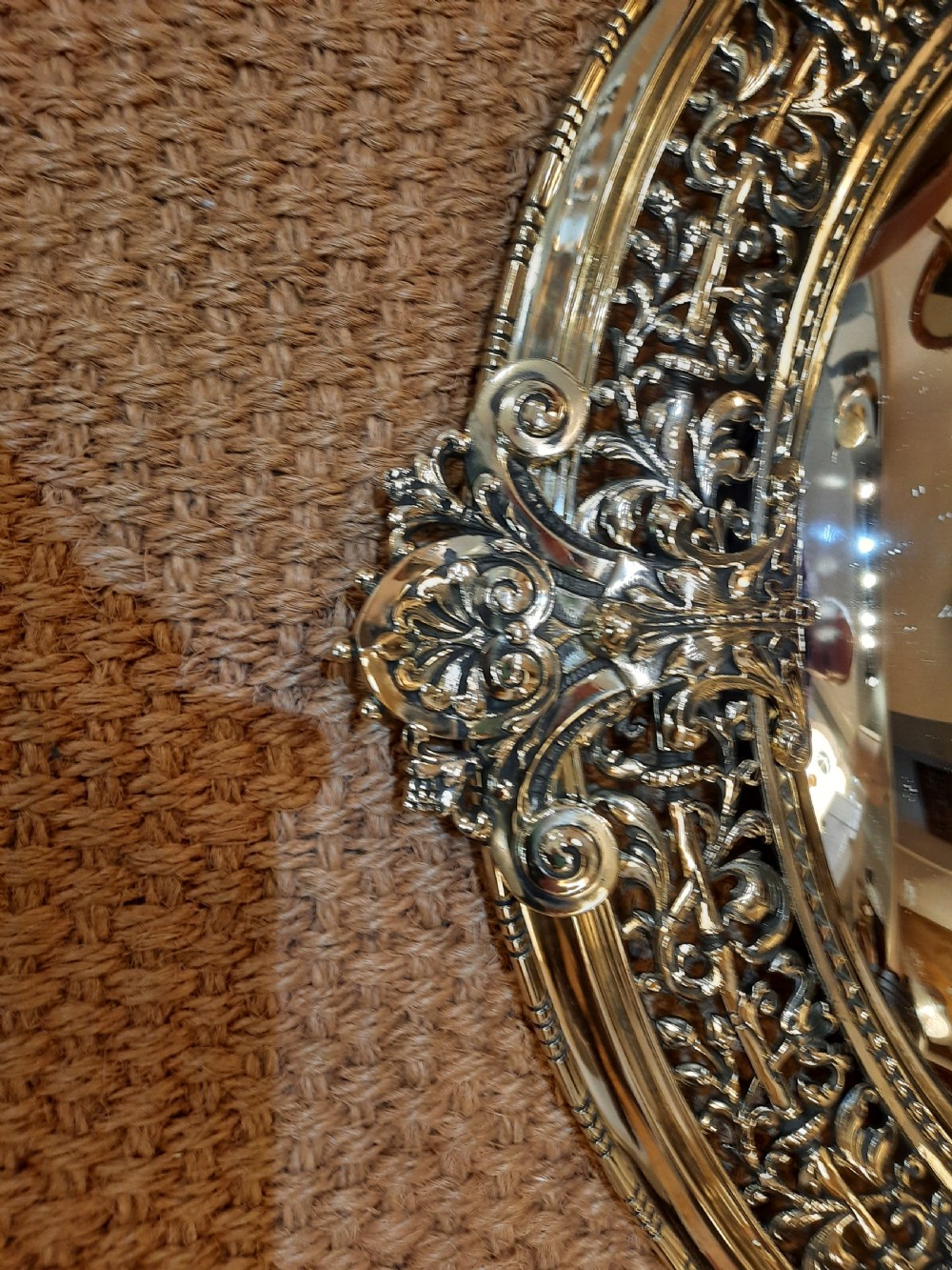 Late 19th century brass framed convex wall mirror View II