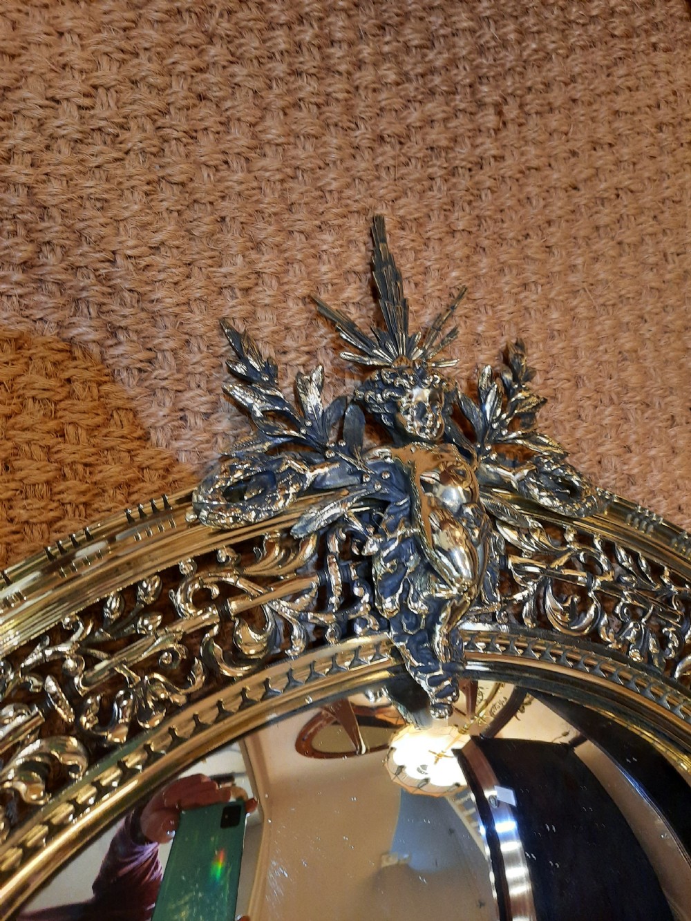 Late 19th century brass framed convex wall mirror View III
