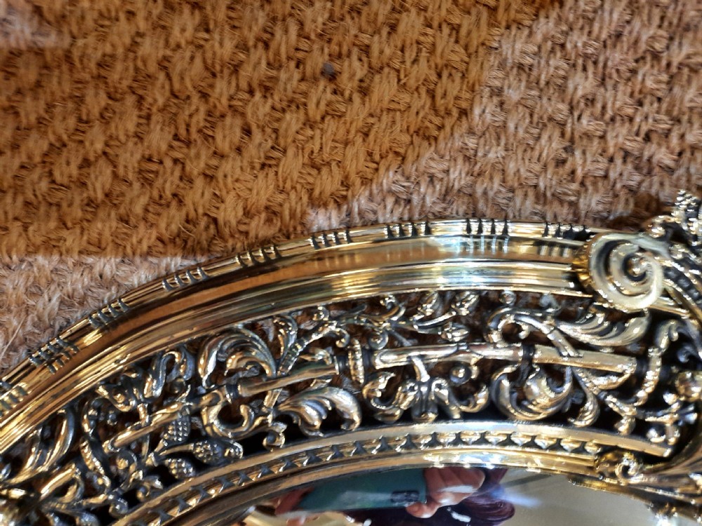 Late 19th century brass framed convex wall mirror View V