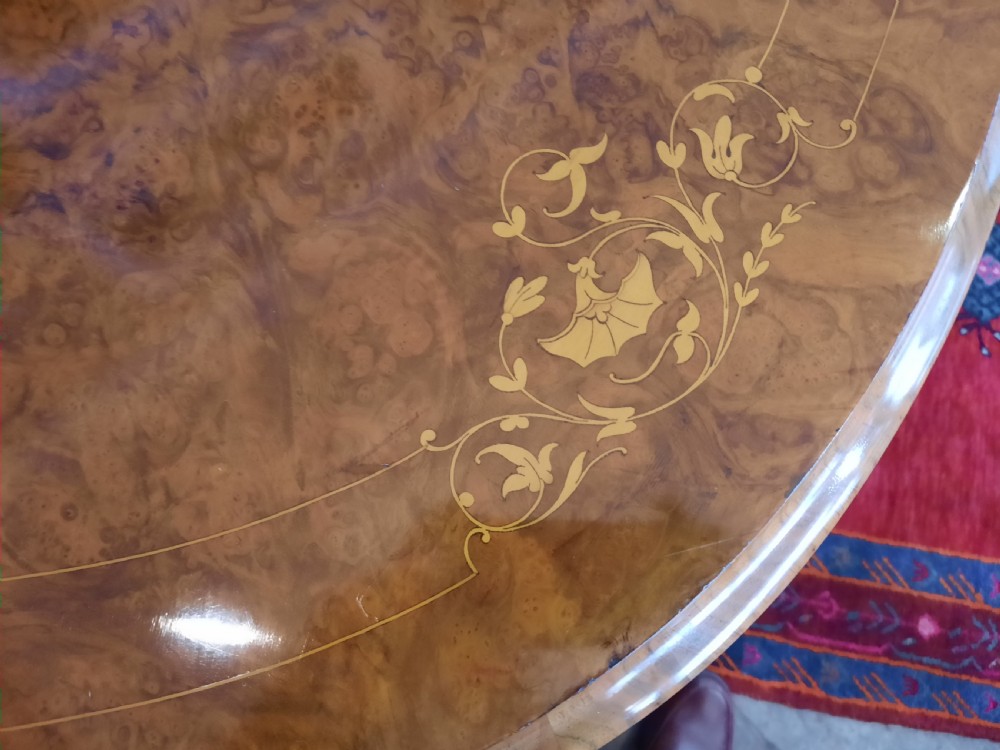 Victorian Burr Walnut Demi Lune Card Table View III