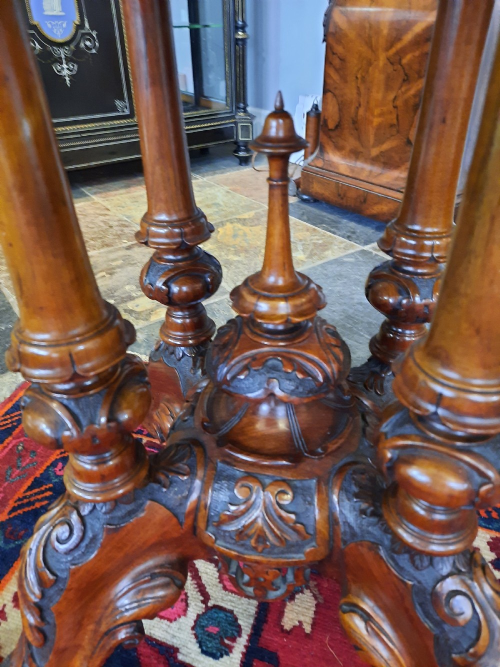 Victorian Burr Walnut Demi Lune Card Table View V