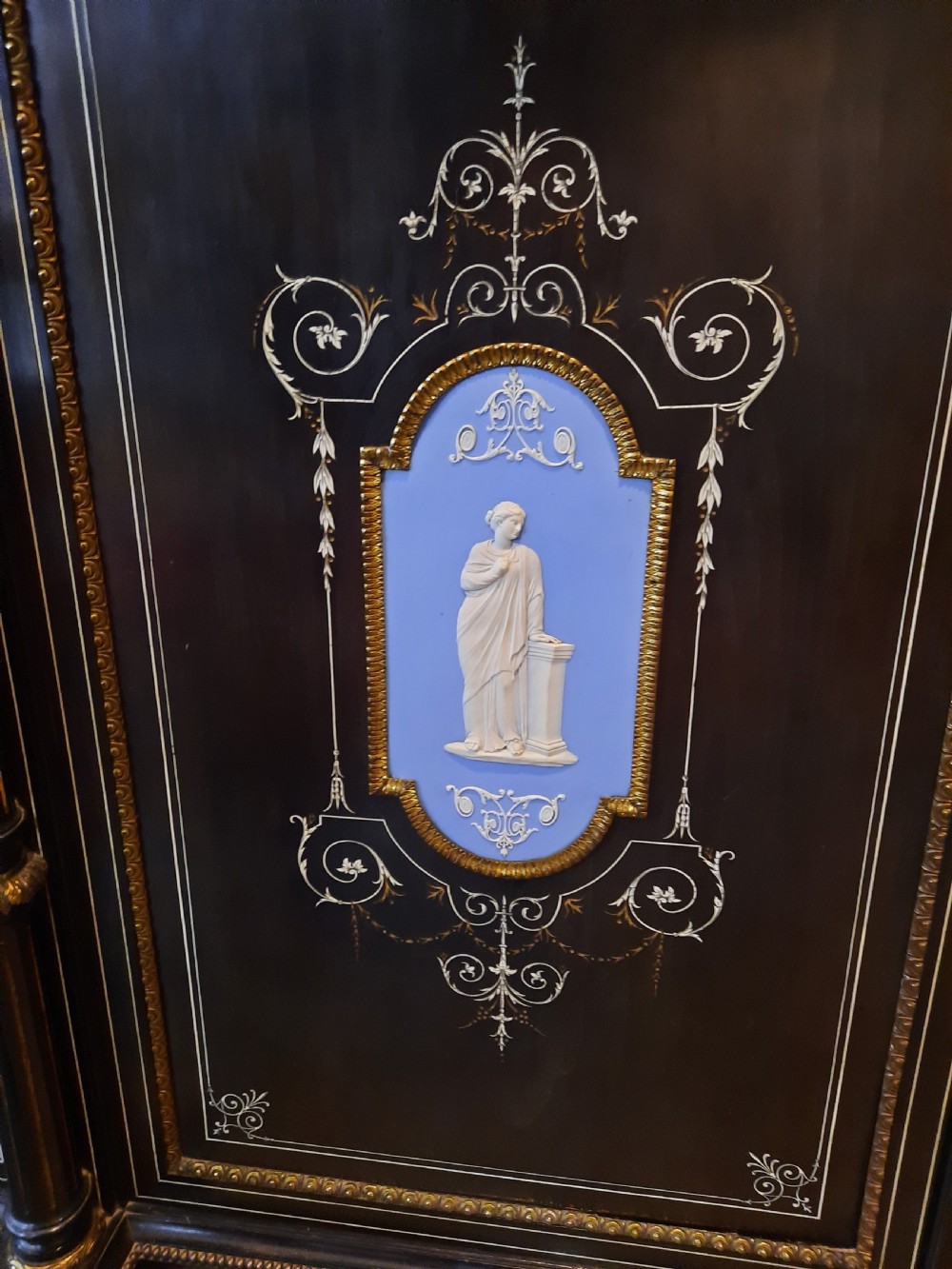Victorian Ebonised Credenza with Jasperware Plaques View II