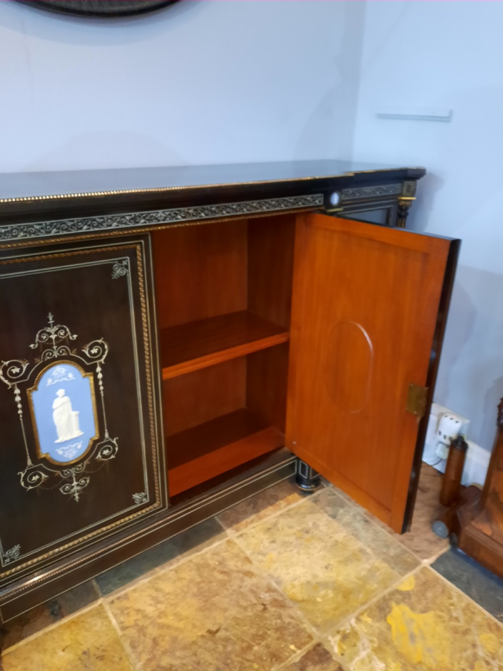 Victorian Ebonised Credenza with Jasperware Plaques View VI