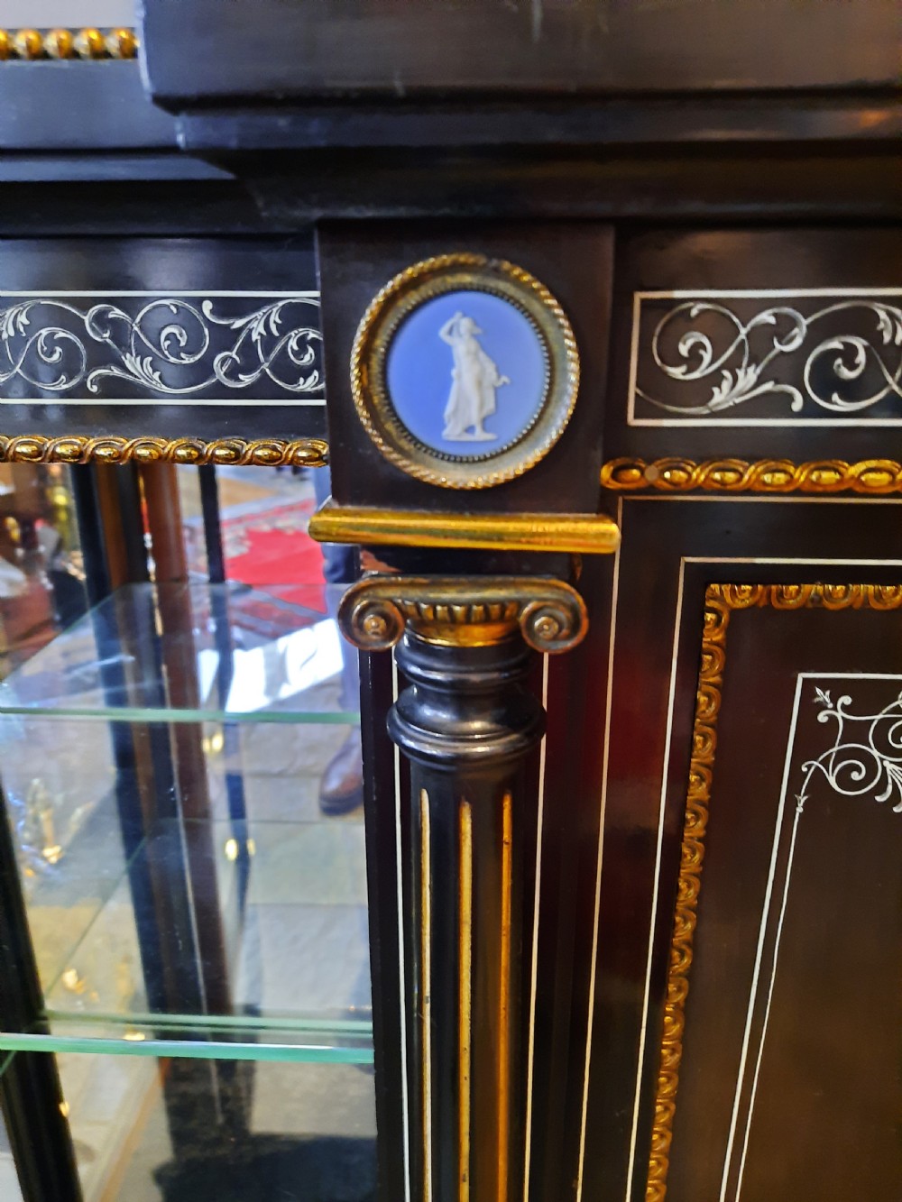 Victorian Ebonised Credenza with Jasperware Plaques View VII