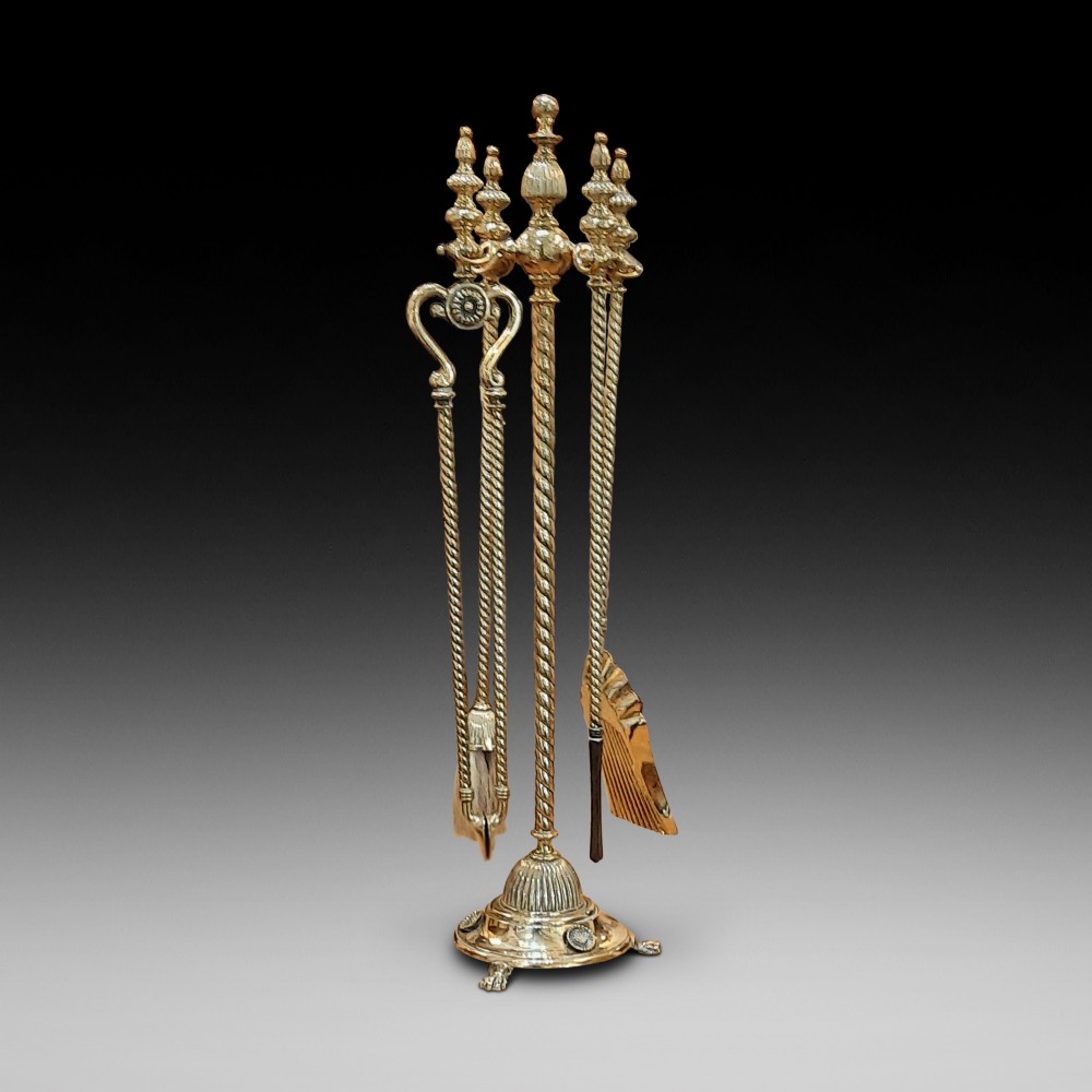 Regency brass fire companion stand