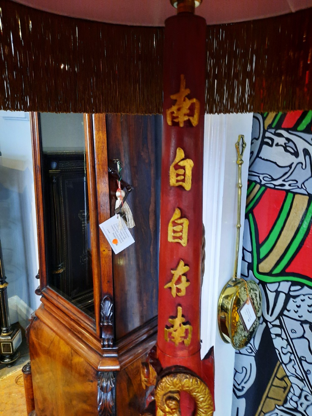 Early 20thC Lacquered Chinese Standard Temple Lamp View II