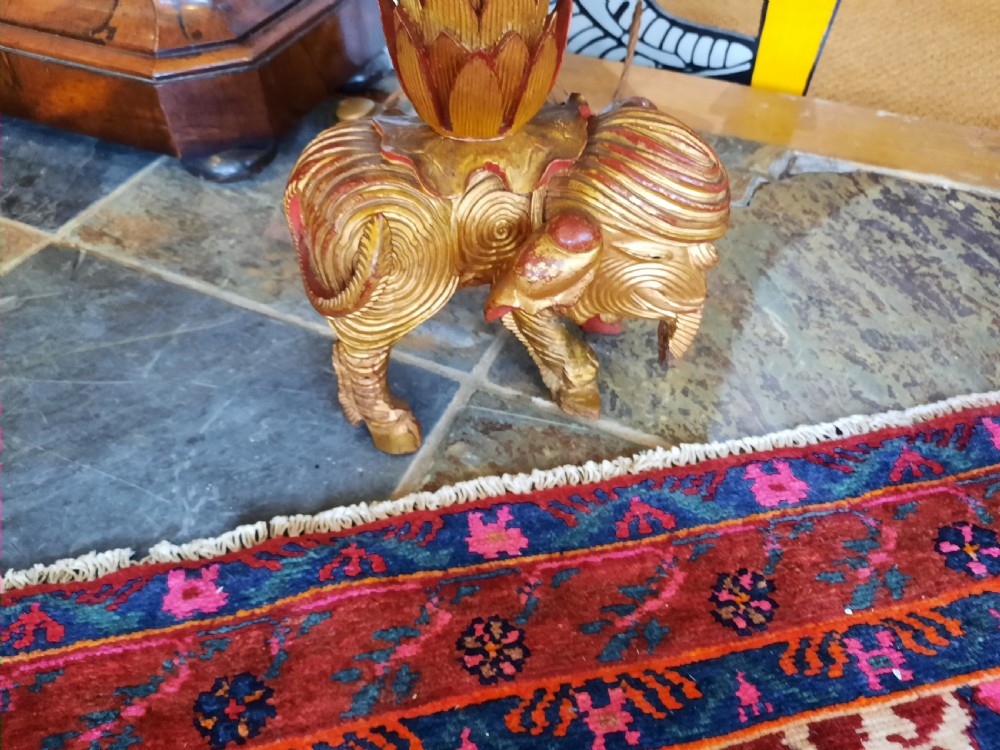 Early 20thC Lacquered Chinese Standard Temple Lamp View IV