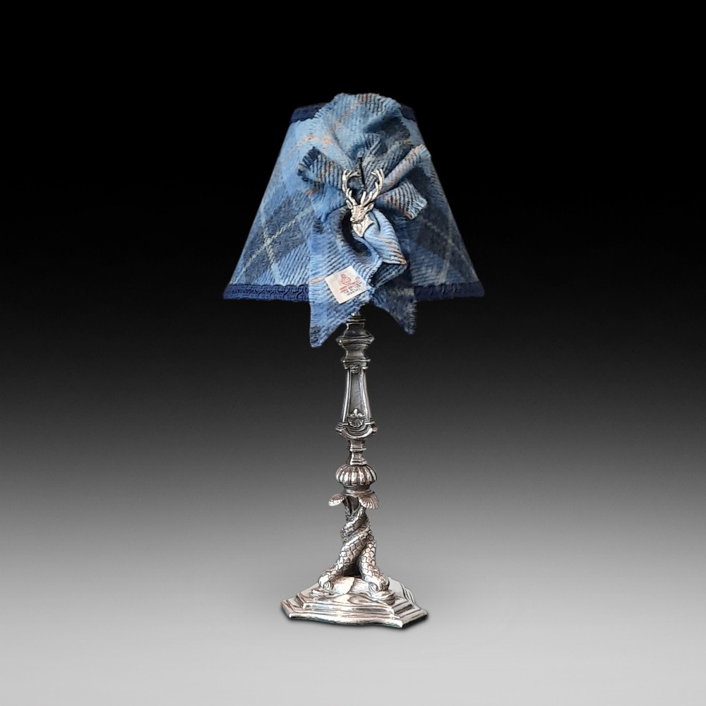 C1900 fine quality silver plated candlestick lamp