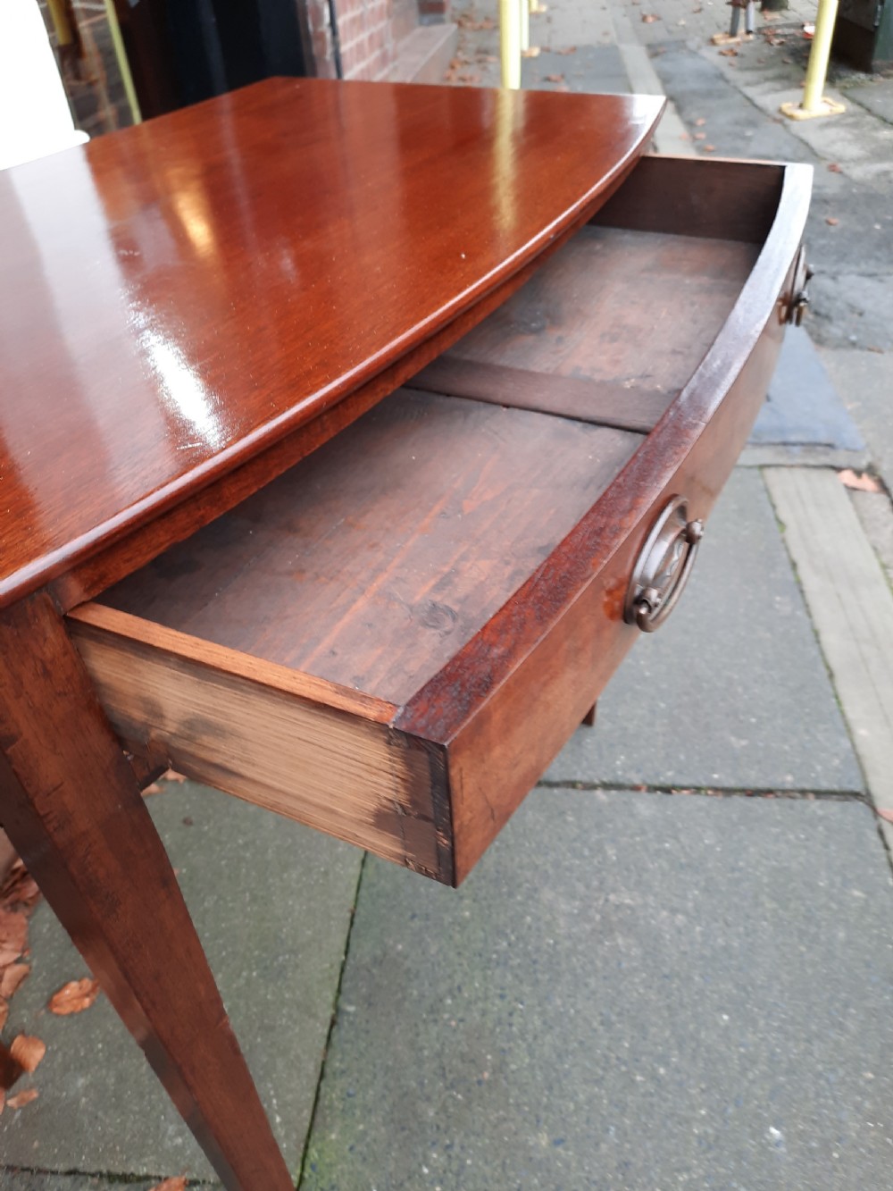 Late Georgian Bow Fronted Mahogany Hall Table View V