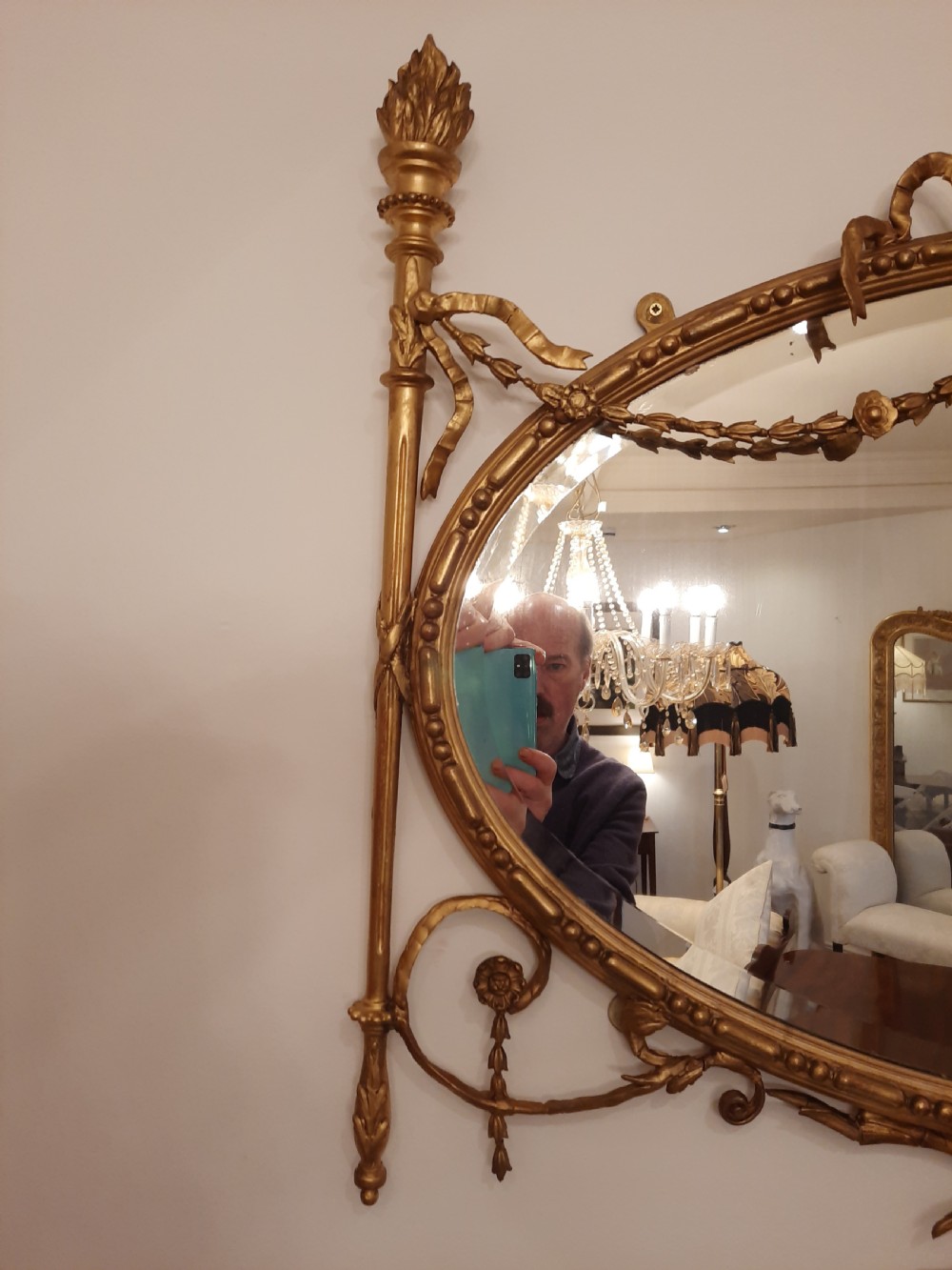 Late 19thC Gilt Framed Oval Wall Mirror View III