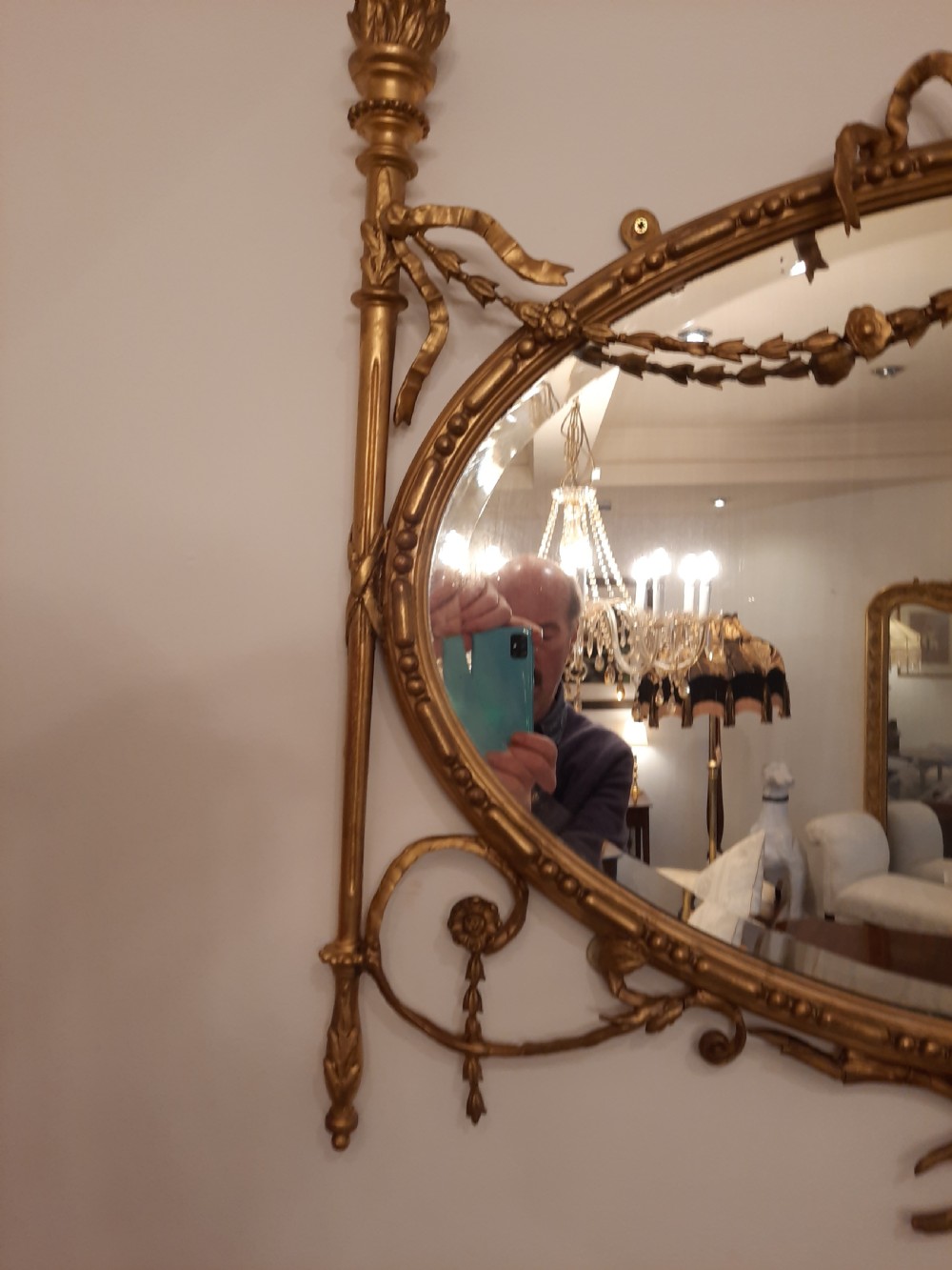 Late 19thC Gilt Framed Oval Wall Mirror View IV
