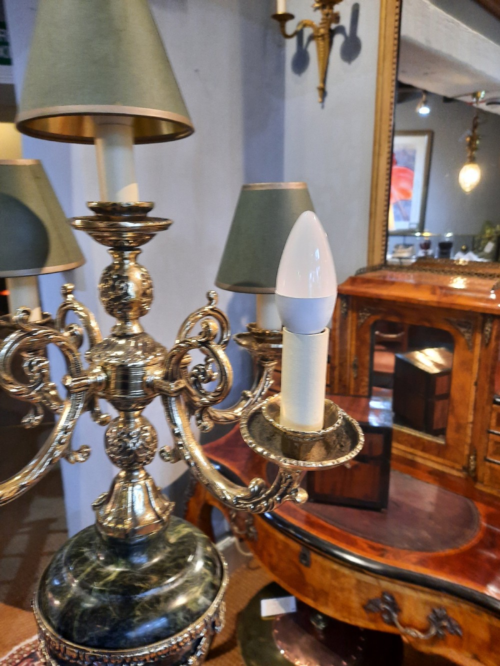 Pair of Classical Style Marble and Ormolu Table Lamps View V