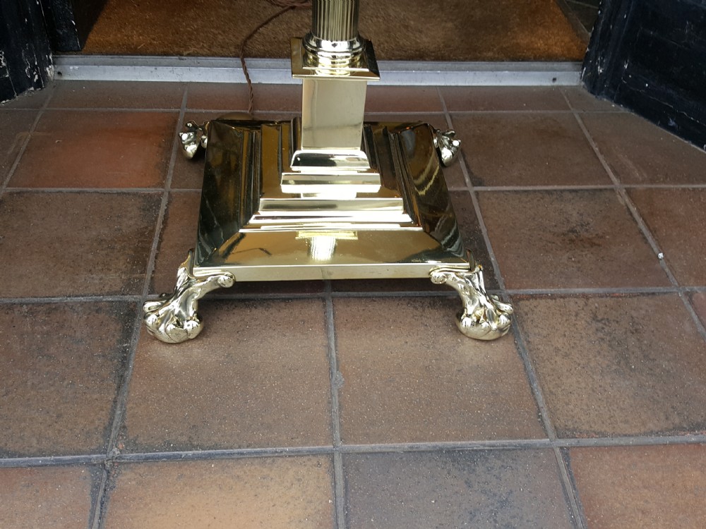 Victorian brass adjustable standard oil lamp View II
