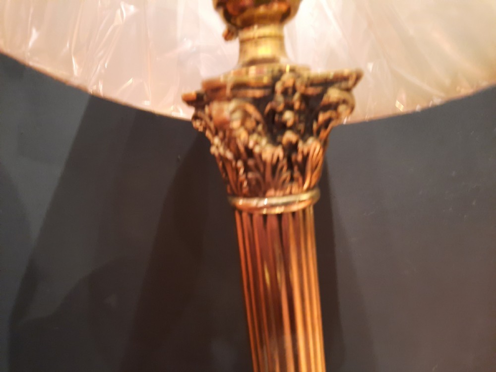 Edwardian Brass Corinthian Column Table Lamp View II