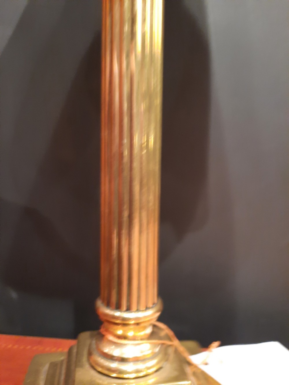 Edwardian Brass Corinthian Column Table Lamp View IV