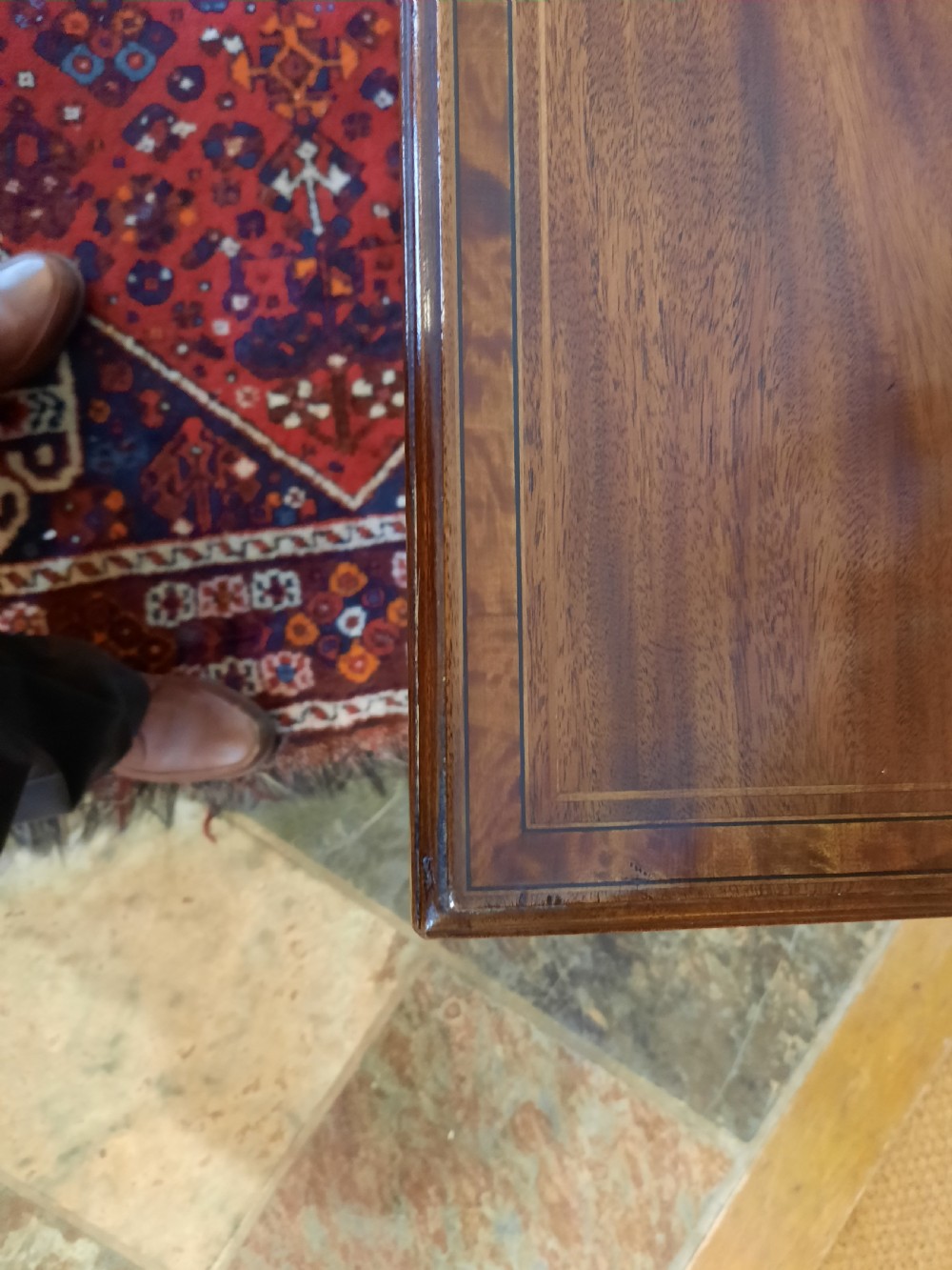 Edwardian inlaid mahogany rectangular writing table View III