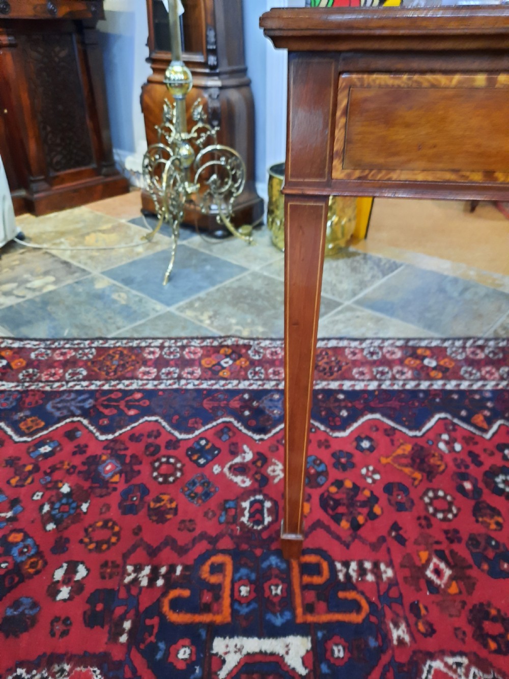 Edwardian inlaid mahogany rectangular writing table View IV