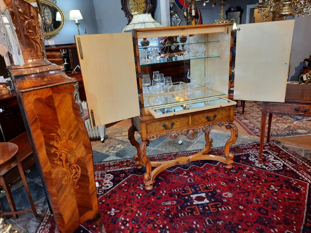 Burr Walnut Cocktail Drinks Cabinet View II