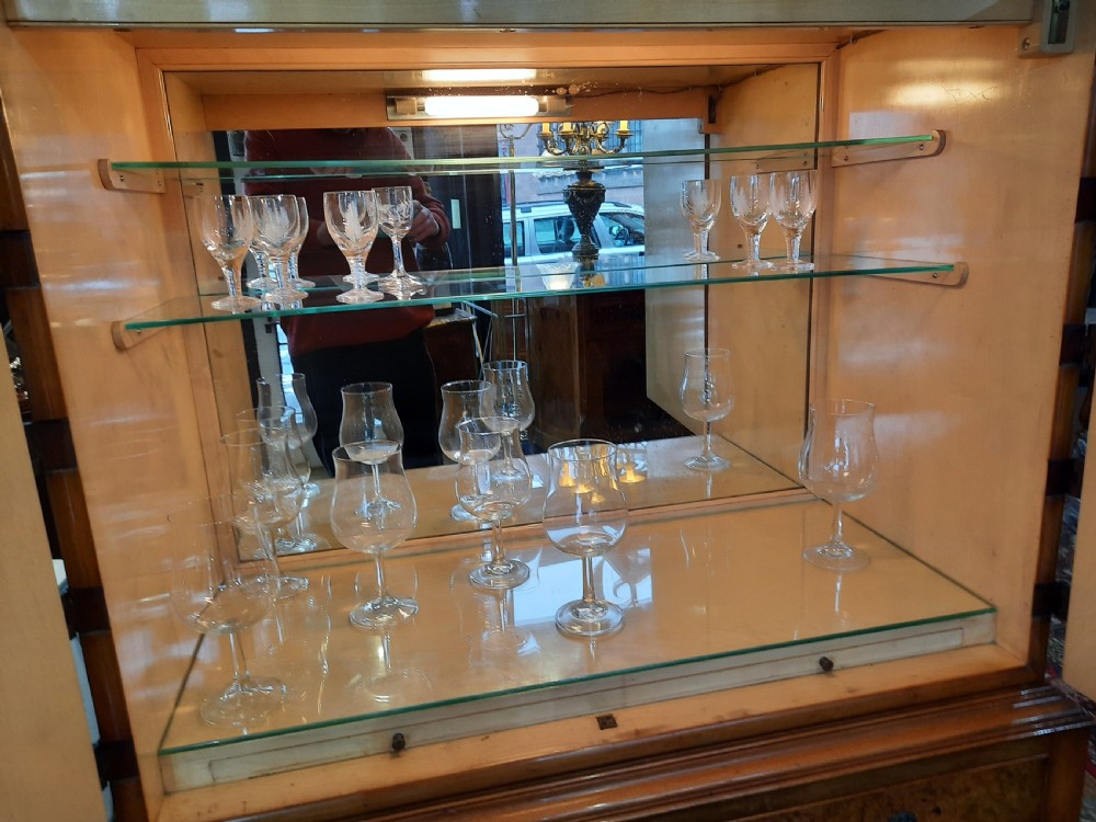 Burr Walnut Cocktail Drinks Cabinet View III