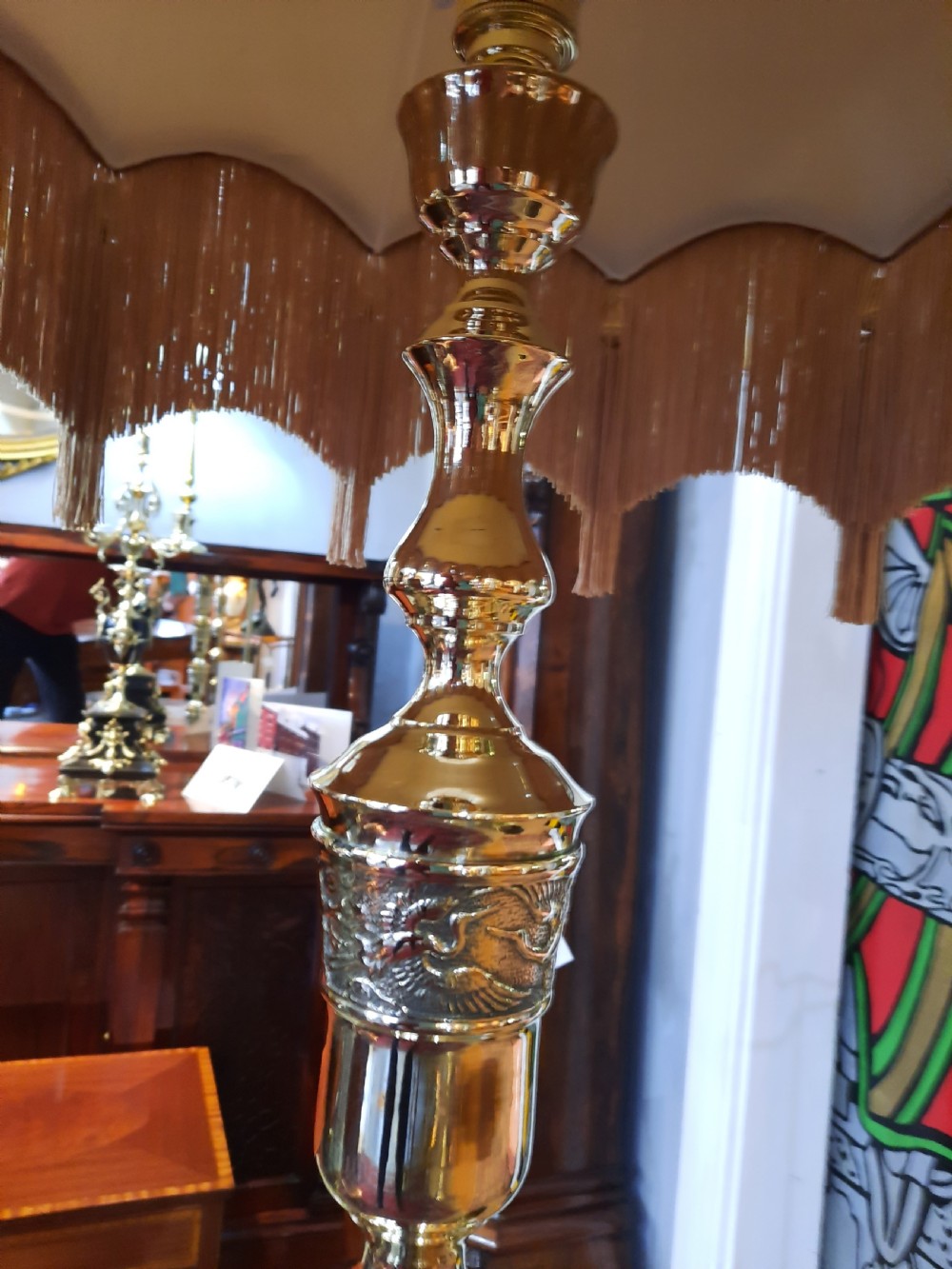 Pair of Oriental style brass standard lamps View VII