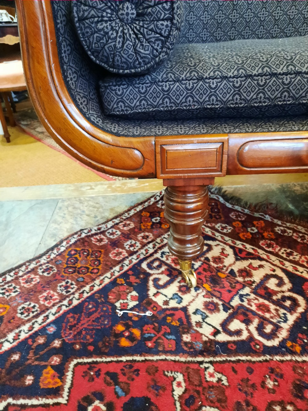 William IV Carved Mahogany Three Seater Sofa View II