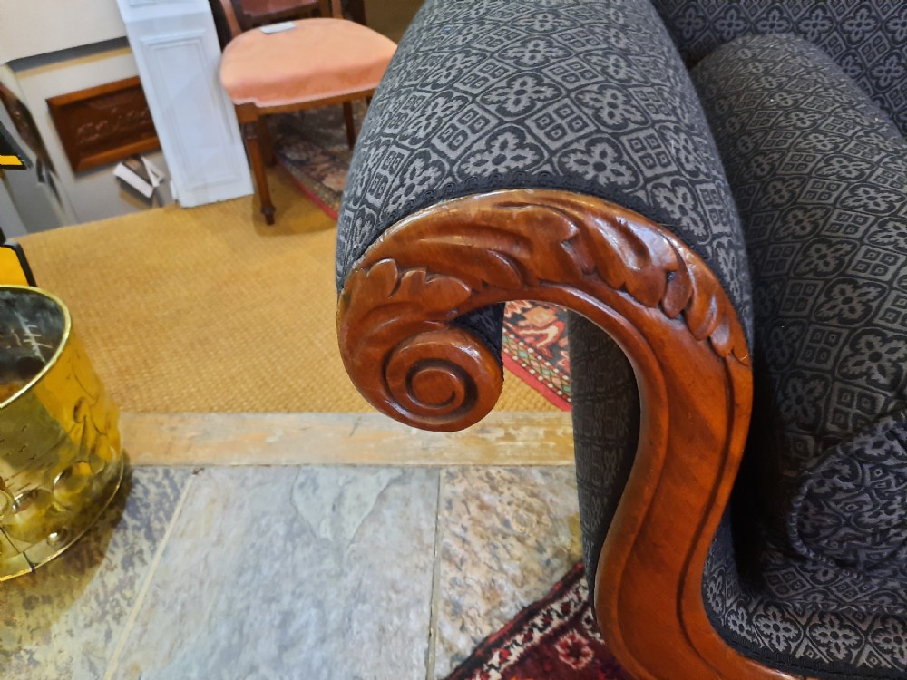 William IV Carved Mahogany Three Seater Sofa View V