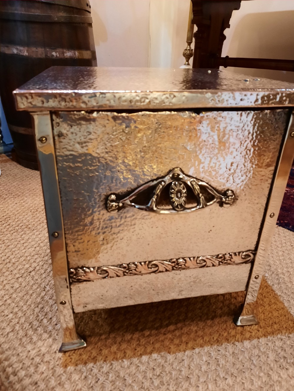 Arts and Crafts Silvered Copper Coal Box View III