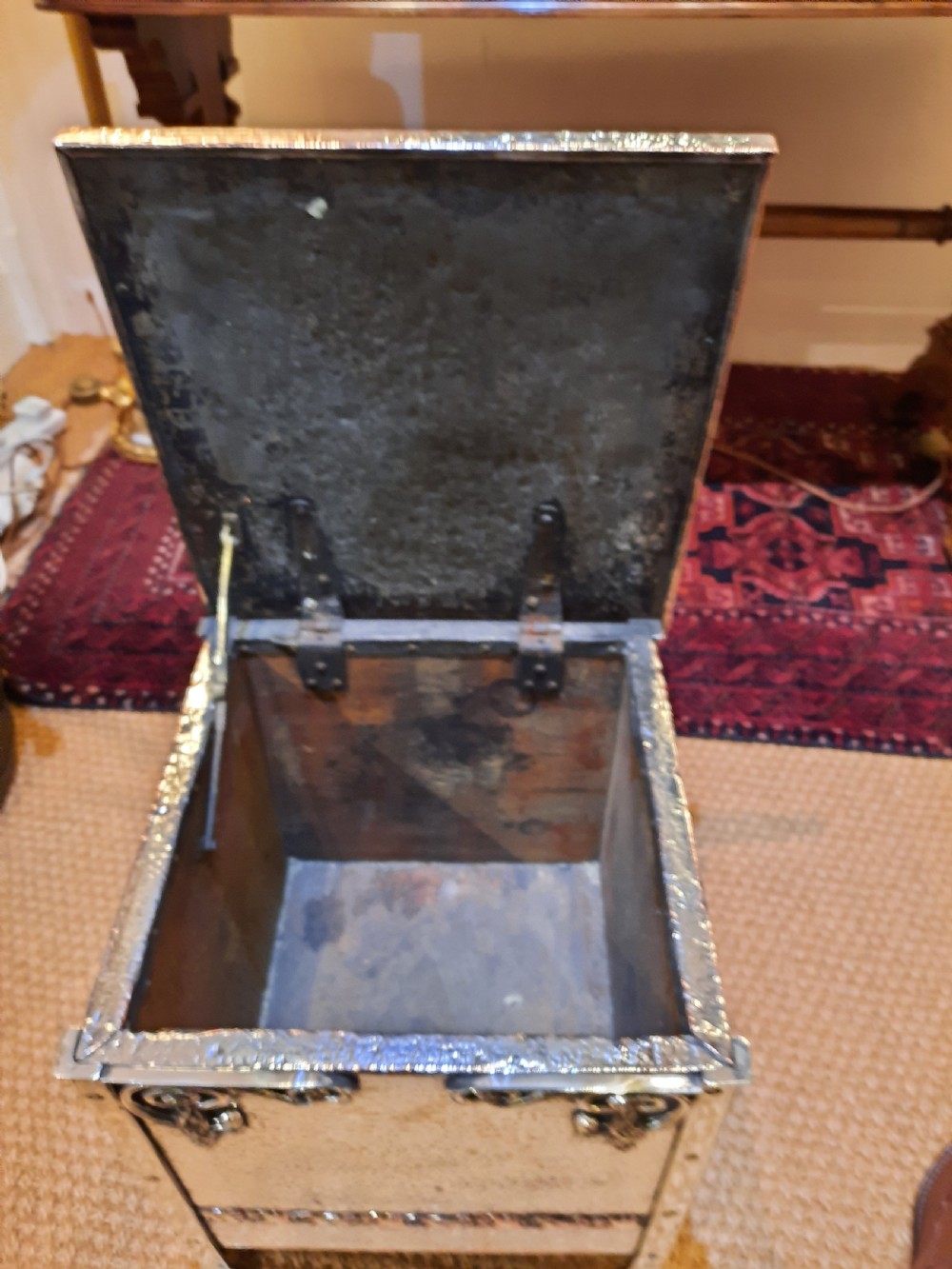 Arts and Crafts Silvered Copper Coal Box View VII