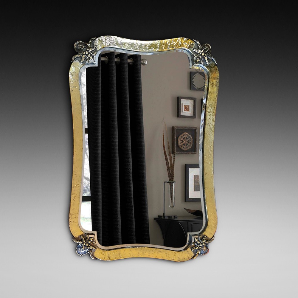 Arts & Crafts beaten brass wall mirror