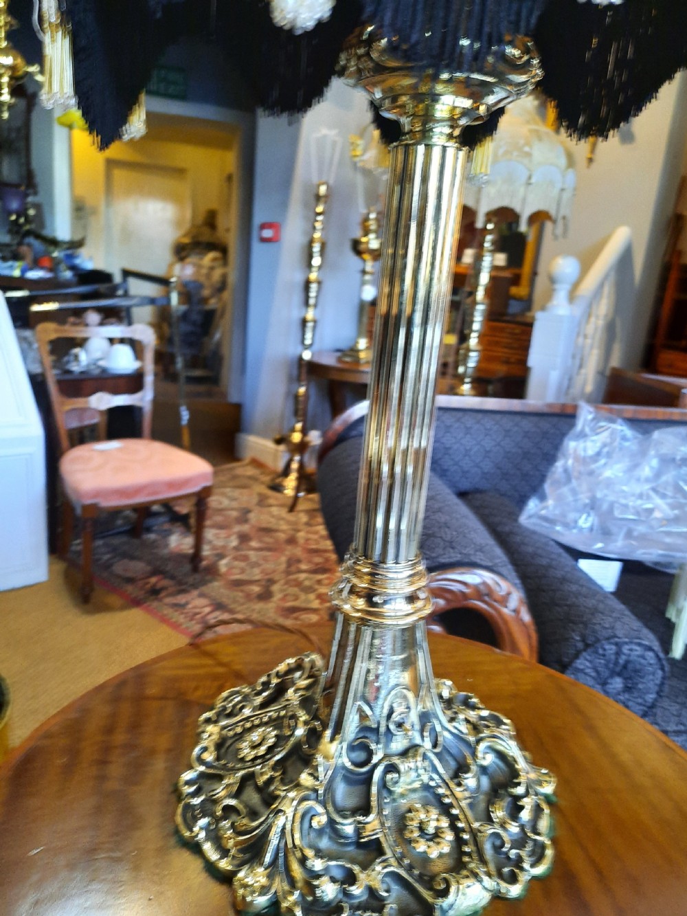Early 20thC brass table lamp View V