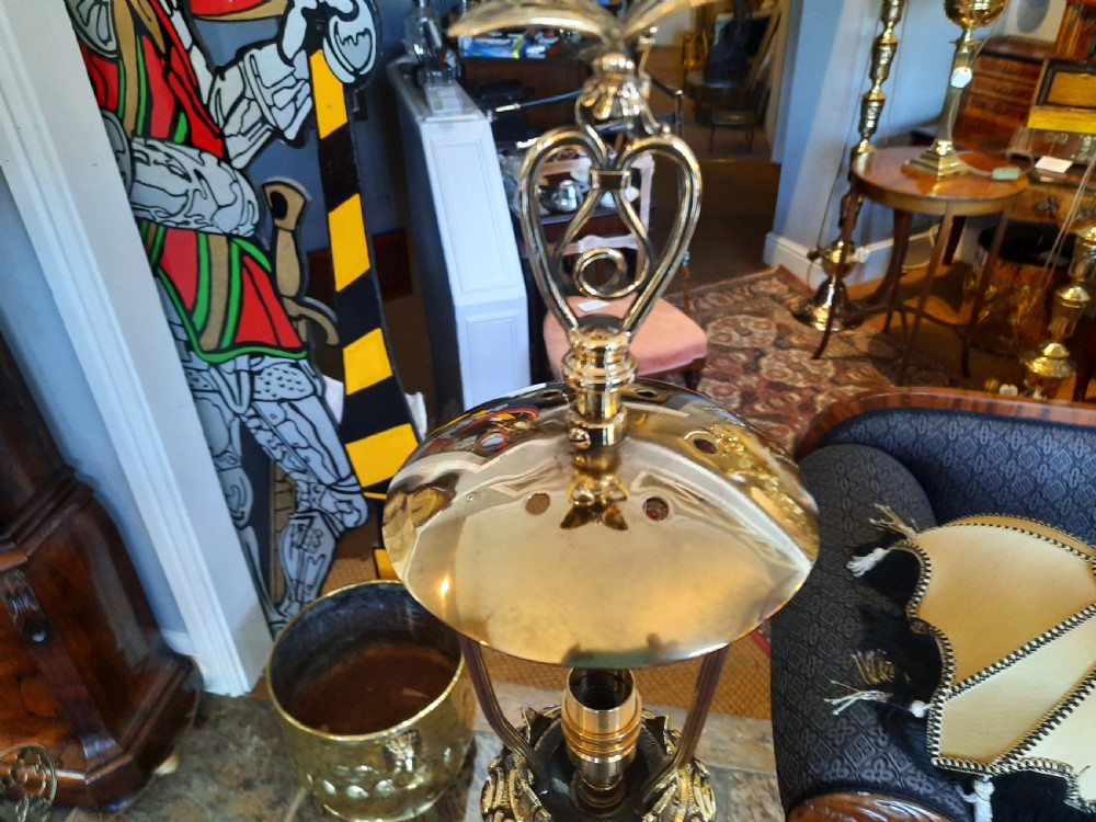 Early 20thC brass table lamp View IX
