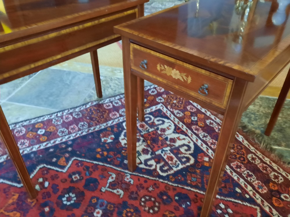 Pair of Edwardian Mahogany Inlaid Side Coffee Tables View II