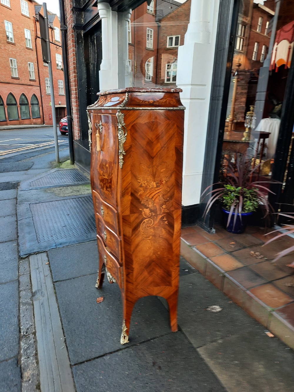 French marquetry inlaid secretaire abattant View III