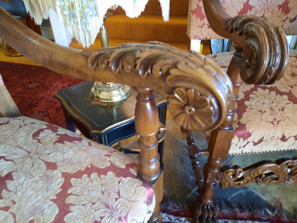 Pair of Victorian Carved Oak Throne Chairs View II
