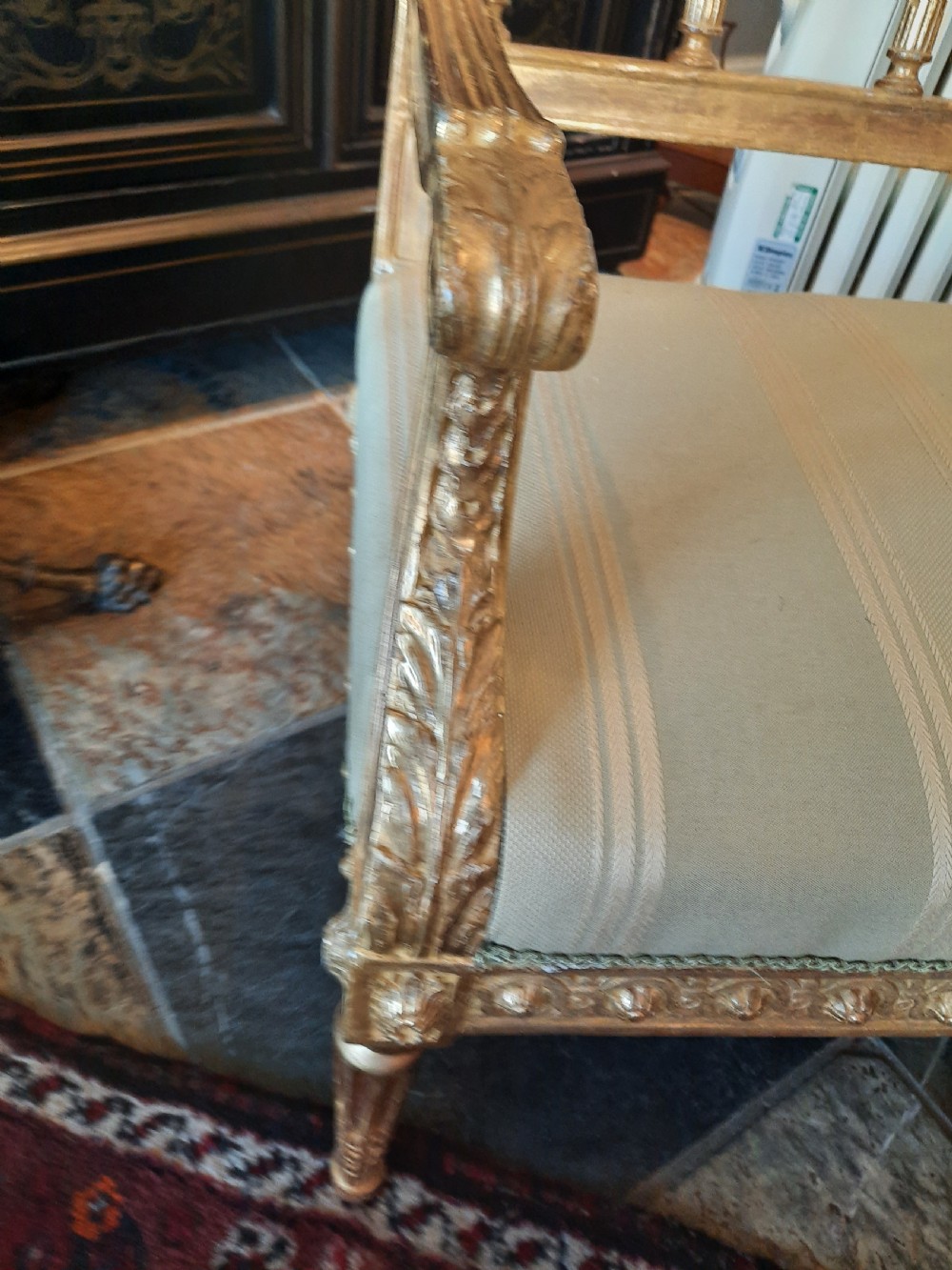 Late 19th century carved giltwood window seat View V