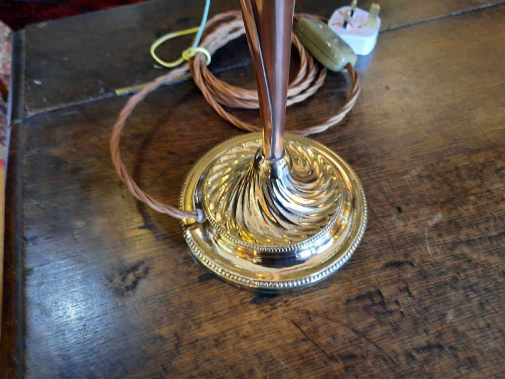 1920's Brass & Copper Floral Table Lamp View III