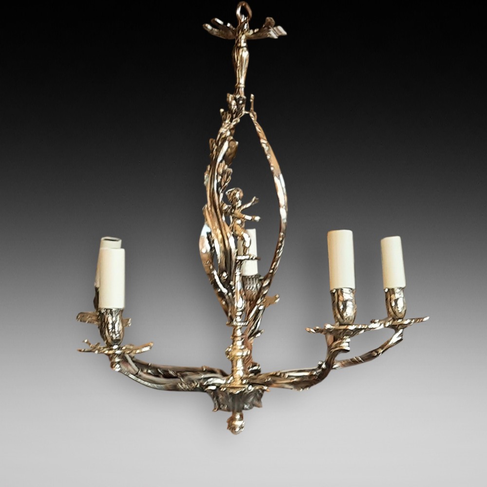 Early 20thC Brass 5 Arm Chandelier