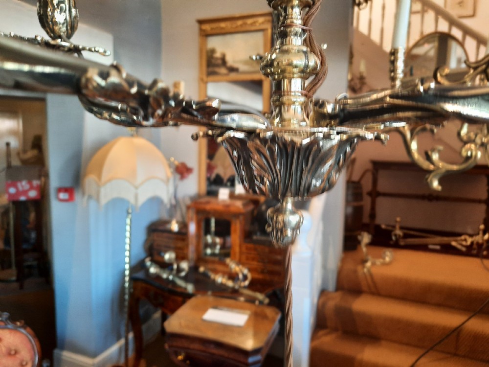 Early 20thC Brass 5 Arm Chandelier View III